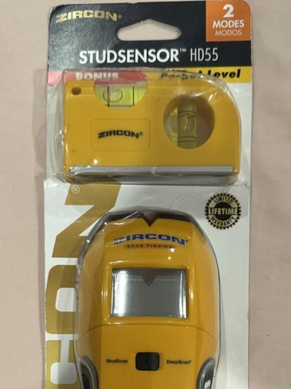Zircon StudSensor HD55 Electronic Stud Finder w/ WireWarning & Mini Level